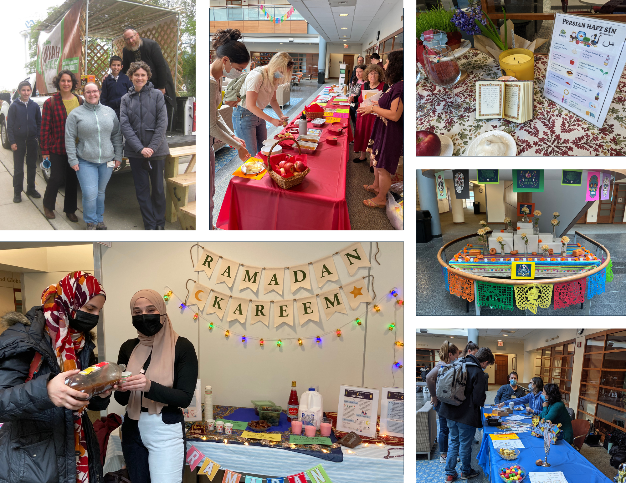 A collage of interfaith gatherings held on the Health Sciences Campus.